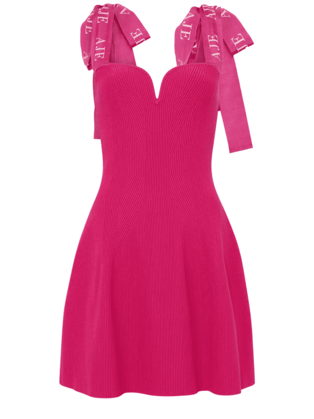 Aje Amber Knit Mini Dress in hot pink for rent.