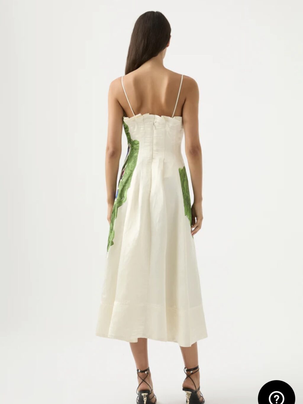 Aje Paradiso Cinched Midi Dress. Green multicolour dress for hire.