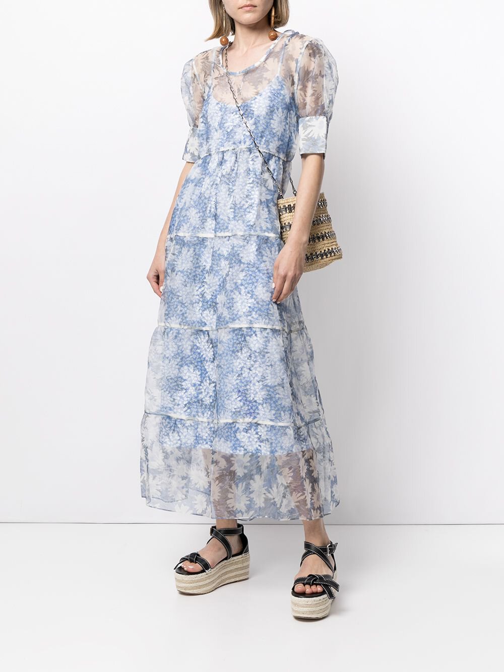 Sir Anais Puff-Sleeve Maxi Dress in Blue for hire.