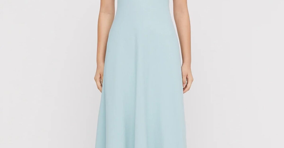 Scanlan Theodore Crepe Knit Square Neck Dress in Blue  Rent a Dress