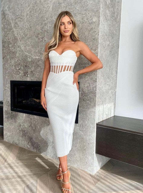 Eliya The Label Zariah White Midi Dress  Rent a Dress