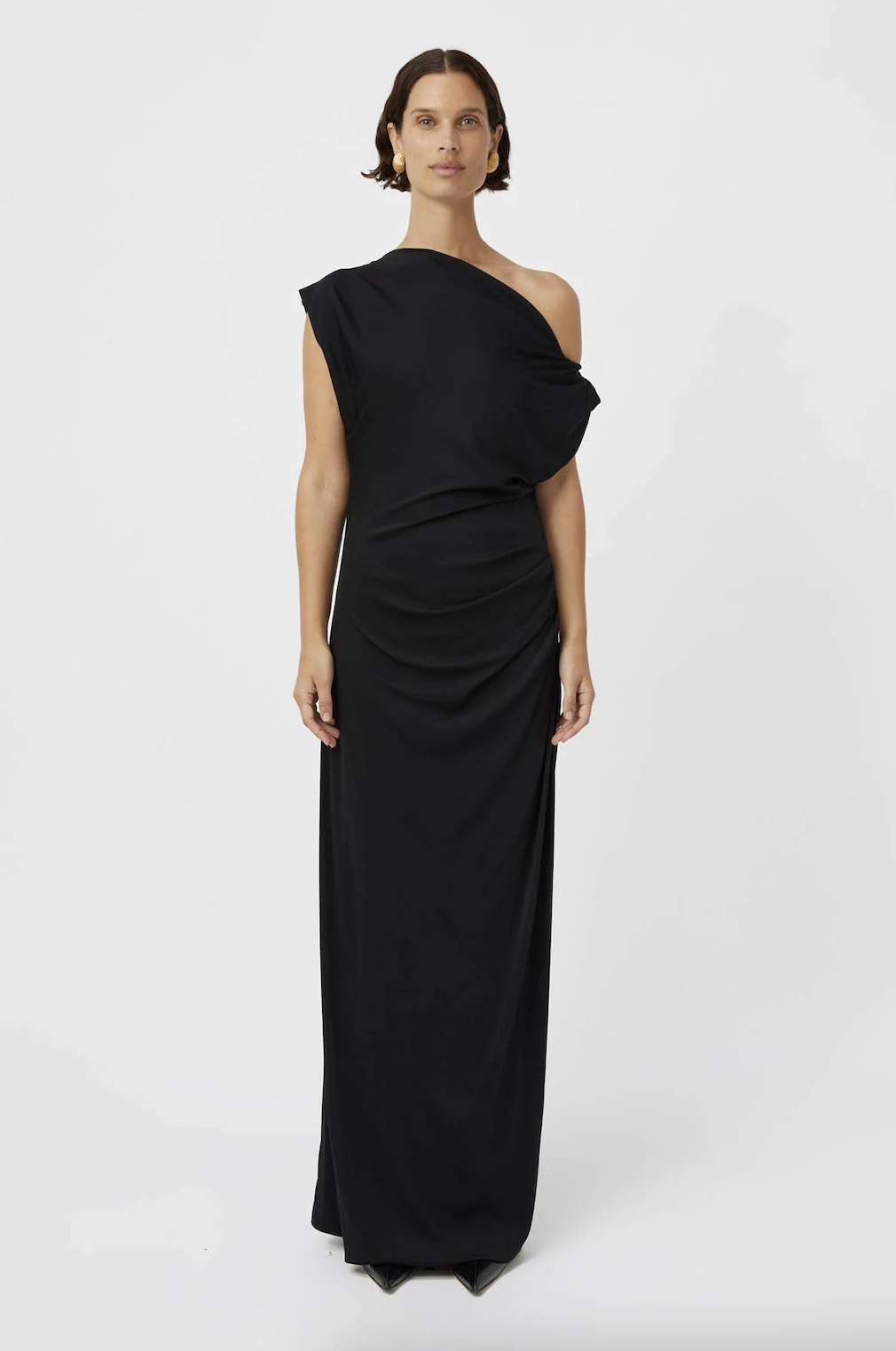 Camilla and Marc Annalise Draped Maxi Dress Black Size 12  Rent a Dress